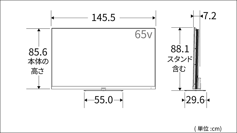 正面図_側面図_レグザ
