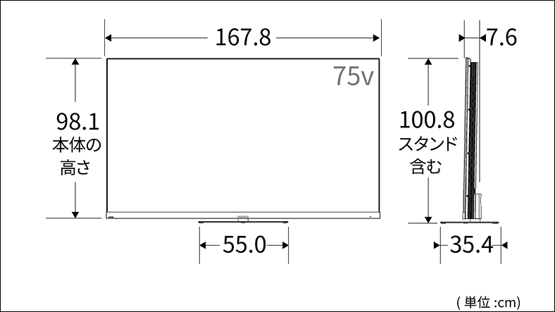 正面図_側面図_レグザ